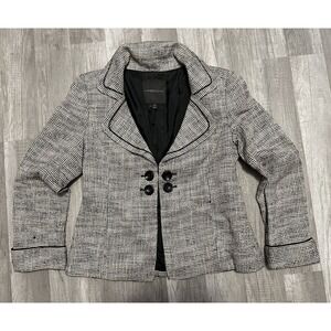 Classiques Entier Tweed blazer Womens M Wool Tan Open Buttons Pockets Jacket